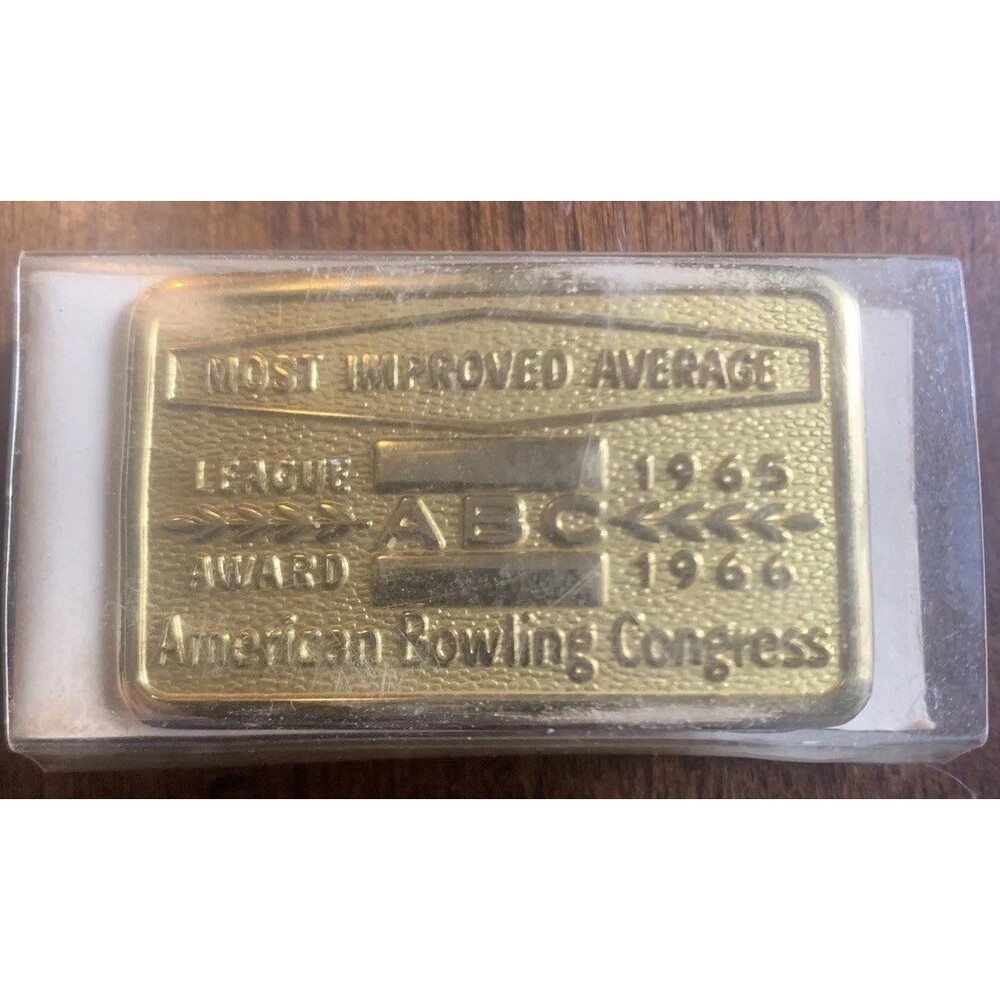 ABC American Bowling Congress Vtg Belt Buckle LEAGUE AWARD 1965 - 1966 W/ Case